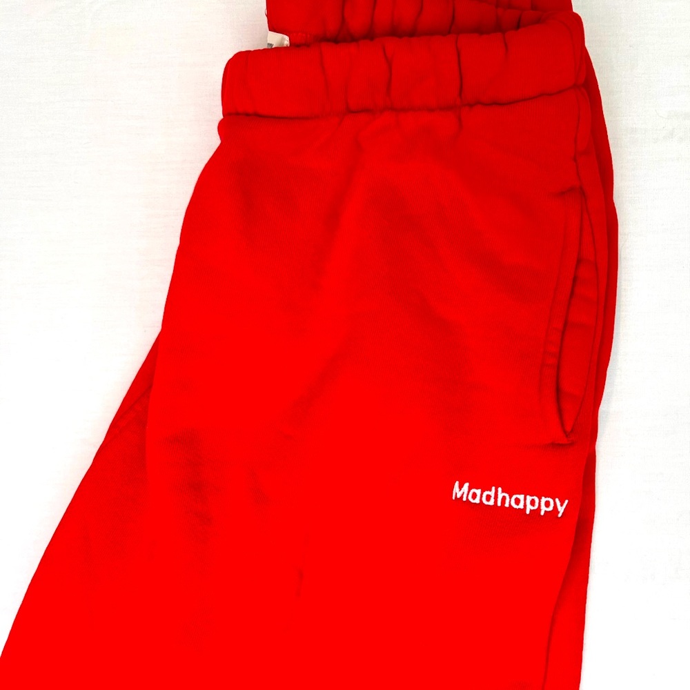 Madhappy red ladies size large jogger sweatpants NEW with tiny callout*